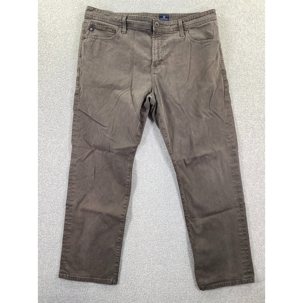 AG Adriano Goldschmied Men 38x32 Gray The Everett Slim Straight Canvas Pants